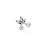 Lotus flower earring with dangling diamond white (2)