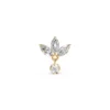 Lotus flower earring with dangling diamond yellow (2)