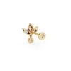 Lotus flower earring with dangling diamond yellow (3)