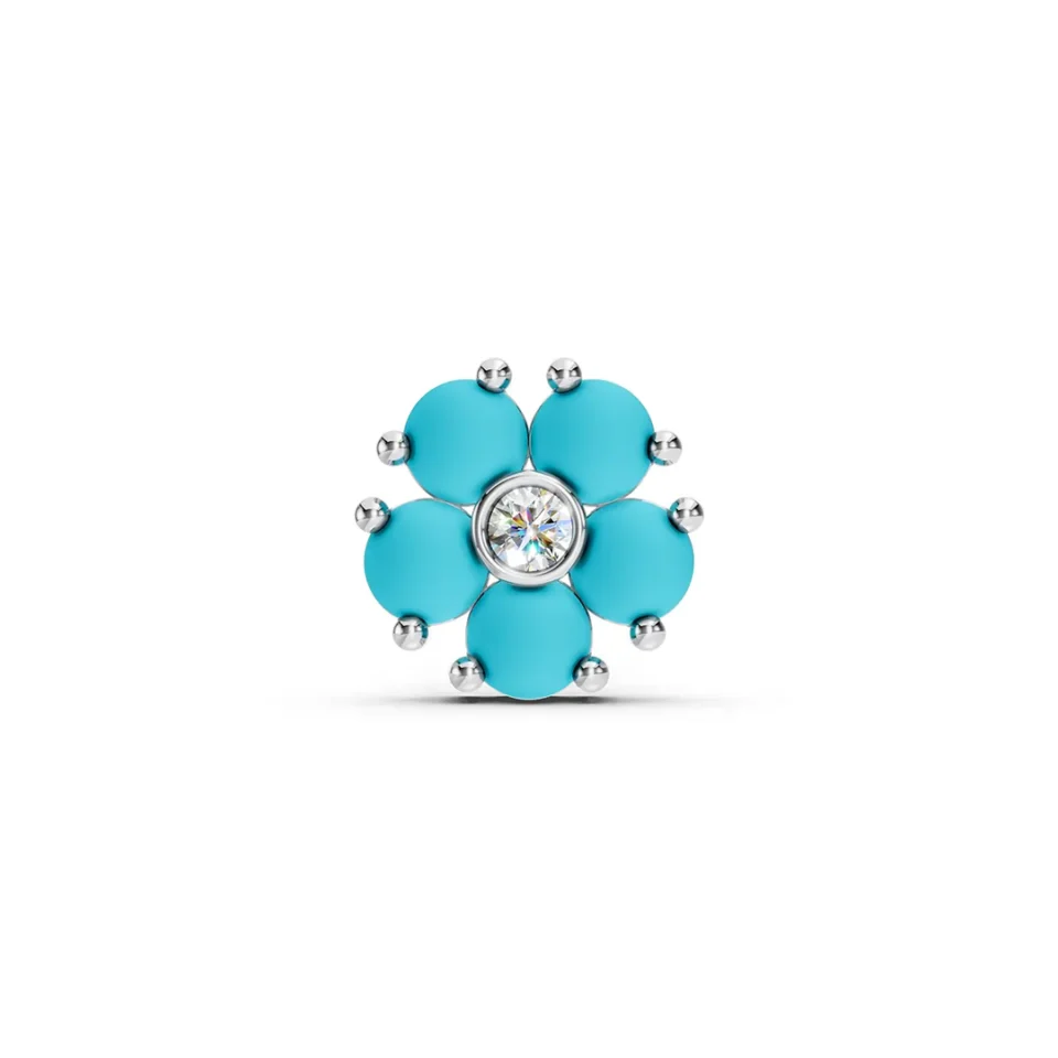 Diamond rose shaving with turquoise stone white