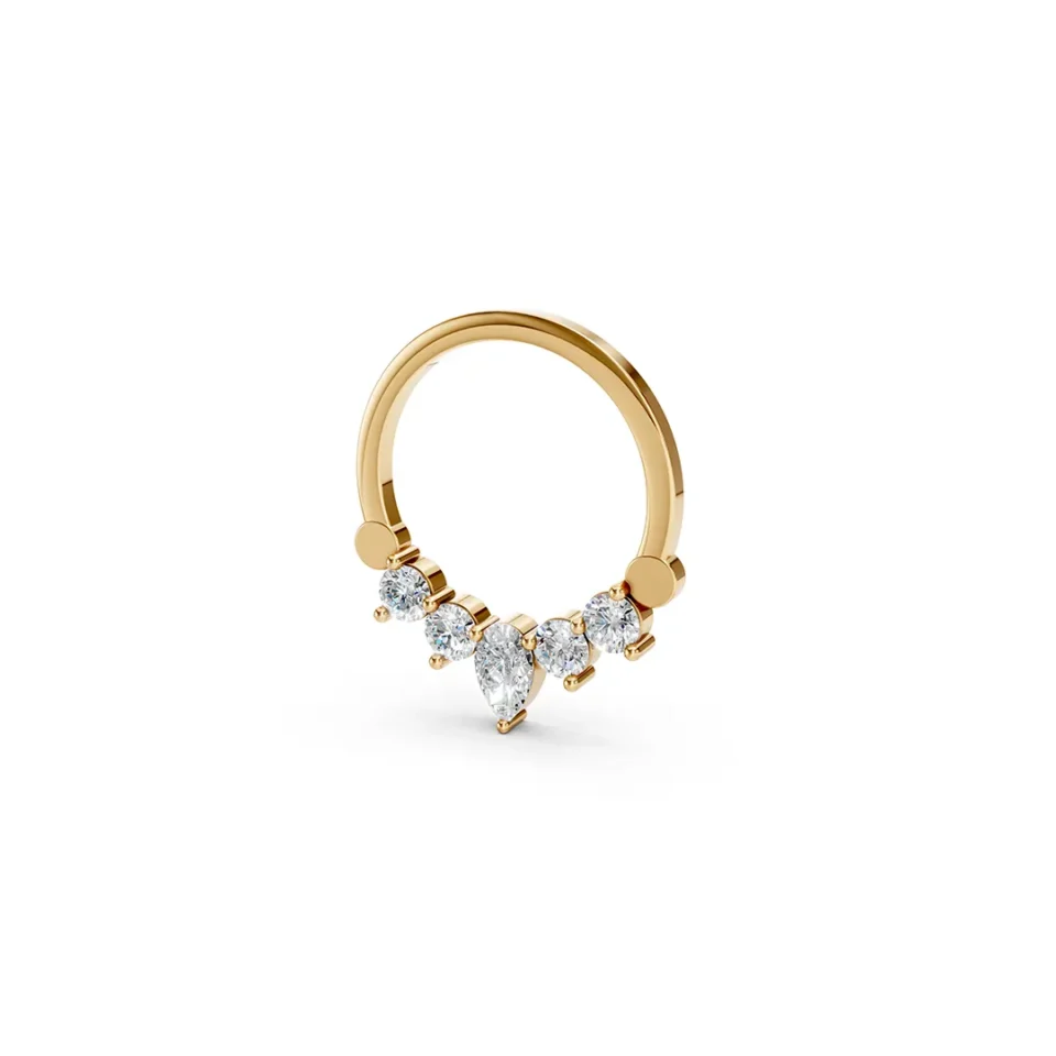 Diamond tear drop death earring yellow