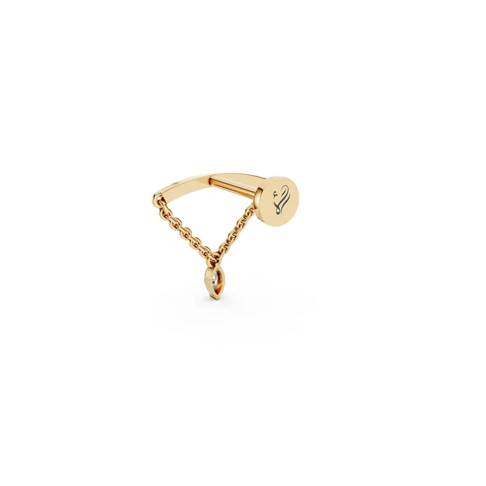 Gold earring with a danging Marquis yellow (2)