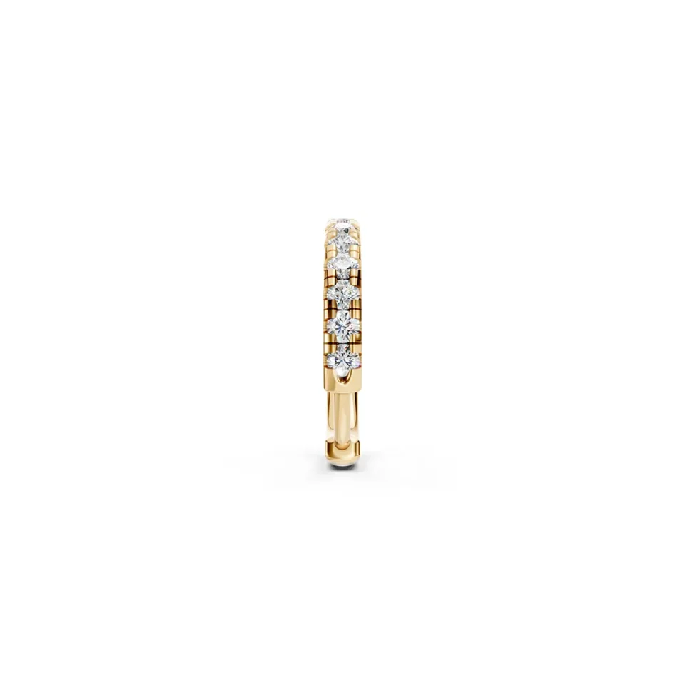 Round gold earring with diamonds yellow