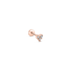 Three diamond heart earring rose